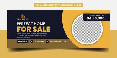 Real estate perfect home sale social media cover web banner vector