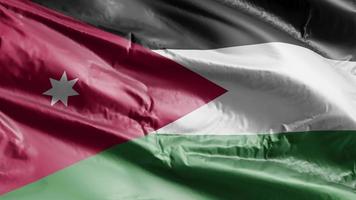 drapeau jordanien agitant sur la boucle du vent. bannière jordan se balançant sur la brise. fond de remplissage complet. Boucle de 10 secondes. video