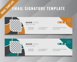 corporate email signature template with an author photo place modern layout, two-colors shape design, email footer, and personal social media cover Premium Vector, Business email signature, Gmail. vector