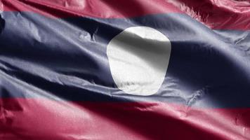 Laos textile flag slow waving on the wind loop. Laotian banner smoothly swaying on the breeze. Fabric textile tissue. Full filling background. 20 seconds loop. video