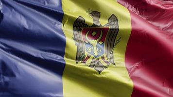 Moldavië vlag langzaam zwaaien op de wind-lus. Moldavische banner soepel zwaaiend op de wind. volledige vulling achtergrond. 20 seconden lus. video