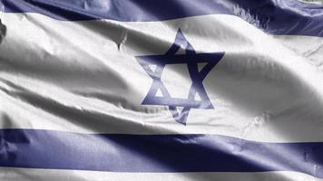bandiera tessile israele che ondeggia lentamente sul ciclo del vento. bandiera israeliana che ondeggia dolcemente sulla brezza. tessuto in tessuto. sfondo di riempimento completo. Ciclo di 20 secondi. video