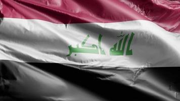 bandera de irak ondeando lentamente en el bucle de viento. estandarte iraquí balanceándose suavemente con la brisa. fondo de relleno completo. Bucle de 20 segundos. video