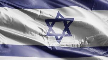 Israels flagga vajar på vindslingan. israelisk banderoll vajar på vinden. full fyllning bakgrund. 10 sekunders loop. video
