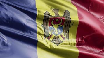 Moldova flag waving on the wind loop. Moldovan banner swaying on the breeze. Full filling background. 10 seconds loop. video