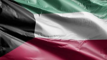 Kuwait-Flagge weht langsam auf der Windschleife. kuwaitische Fahne, die sanft im Wind schwankt. voll ausfüllender Hintergrund. 20 Sekunden Schleife. video