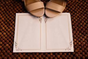 Luxurious brown wedding shoes photo