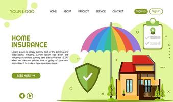 Home Insurance landing page template design vector