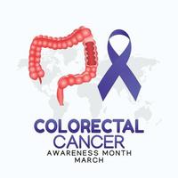 Colorectal Cancer Banner, Card, Placard with Vector 3d Realistic