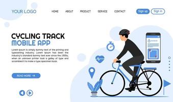landing page template cycling tracking vector illustration