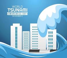 Ilustración de vector de día de conciencia de tsunami