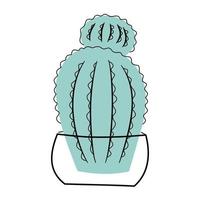 Blue cactus in a pot vector