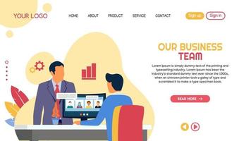 business teamwork landing page template design vector illustration