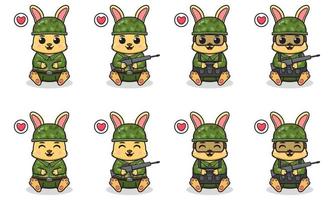 Vector Illustration of Cute sitting Rabbit with Soldier costume.