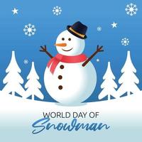 día mundial de la ilustración de vector de muñeco de nieve
