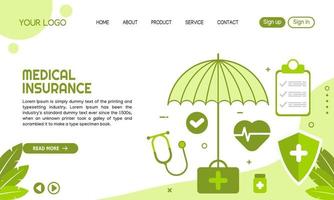 Medical Insurance landing page template design vector