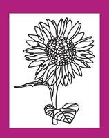 sunflower coloring page for kids vector