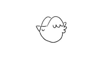 engraçado mão desenhada doodle pássaro voando em um fundo branco. animação 2d de loop sem costura. video