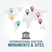 international day for monuments and sites vector illustration
