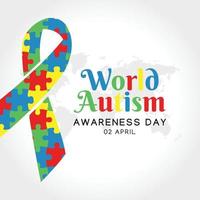 Ilustración de vector de día mundial de concienciación sobre el autismo