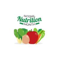 ilustración de vector de mes nacional de nutrición