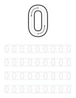 Trace number 0 zero worksheet for kids and preschool with tracing guide vector