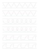 Tracing lines and handwriting practice sheet for preschool vector