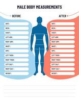 Male body measurements for weight loss vector