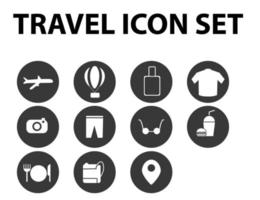 viaje, turismo, viaje, viaje, conjunto de iconos de vacaciones. iconos de viaje y transporte para aplicaciones web y móviles. vector