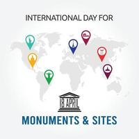 international day for monuments and sites vector illustration