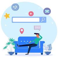 Illustration vector graphic cartoon character of communication over the Internet