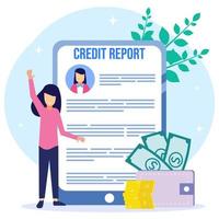 Illustration vector graphic cartoon character of credit report