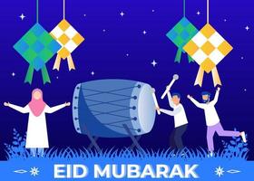 Illustration vector graphic cartoon character of eid mubarak