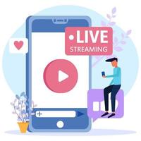 Illustration vector graphic cartoon character of live streaming