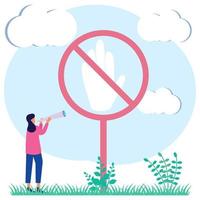 ilustración vectorial personaje de dibujos animados gráficos de signo prohibido vector