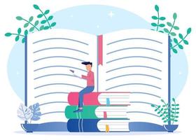Illustration vector graphic cartoon character of knowledge from books