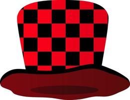 Red black masquerade funny checkered hat. Isolated object. Vector illustration.