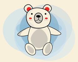 Hand drawing. Cute white bear with smile in the water, vector
