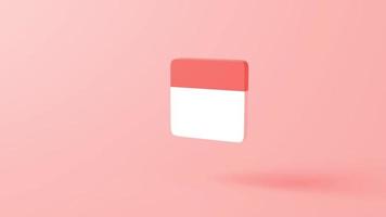 3d rendering minimal Calendar icon symbol. minimal cartoon cute style design. App Day month year concept. on pastel pink or red background, illustration. education and  learning simple. February 1 video