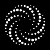White Dots in Circle on Black Background. Modern Abstract Spiral Halftone Background. Twirl Abstract Modern Design. Round Swirl Minimalistic Dots in Circle Form. Vector Illustration.