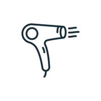 Hair Dryer Line Icon. Electric Blowdryer for Hair Styling Linear Pictogram. Professional Beauty Tool for Drying Hair Icon. Isolated Vector Illustration.