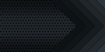 Dark Metal Background with Circle Perforated. Iron Texture Backdrop with Holes. Steel Meshed Background with Black, Blue, Grey Lines. Abstract Modern Design. Vector Illustration.