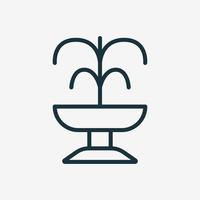 Fountain Line Icon. Fountain of Pouring water Linear Pictogram. Park and Garden Architecture Outline Icon. Isolated Vector Illustration.