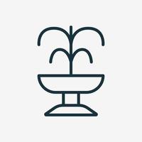 Fountain Line Icon. Fountain of Pouring water Linear Pictogram. Park and Garden Architecture Outline Icon. Isolated Vector Illustration.