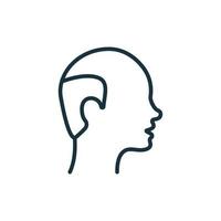 Hairless Male Line Icon. Bald Man Linear Pictogram. Hair Loss, Alopecia Medical Problem Outline Icon. Isolated Vector Illustration.