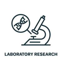 Dna Laboratory Research with Microscope Line Icon. Science Genetic Lab Analysis Linear Pictogram. Biology Test of Dna Molecular Structure Outline Icon. Isolated Vector Illustration.