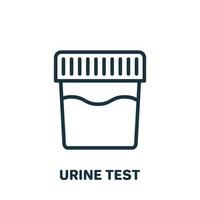 Urine Test Line Icon. Sample for Laboratory Research Linear Pictogram. Medical Exam of Urine Outline Icon. Isolated Vector Illustration.