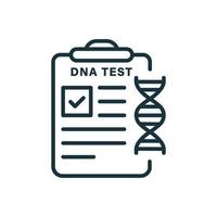 DNA Analysis Result Document with Molecular Structure Deoxyribonucleic Acid Helix Line Icon. DNA Test Result Report Pictogram. Genetic Info Outline Icon. Isolated Vector Illustration.