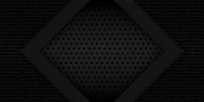 Black Metal Background with Gold Halftone. Dark Steel Background with Perforated Hexagon. Futuristic Carbon Wallpaper with Gradient. Abstract Modern Design. Vector Illustration.