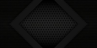 Black Metal Background with Gold Halftone. Dark Steel Background with Perforated Hexagon. Futuristic Carbon Wallpaper with Gradient. Abstract Modern Design. Vector Illustration.